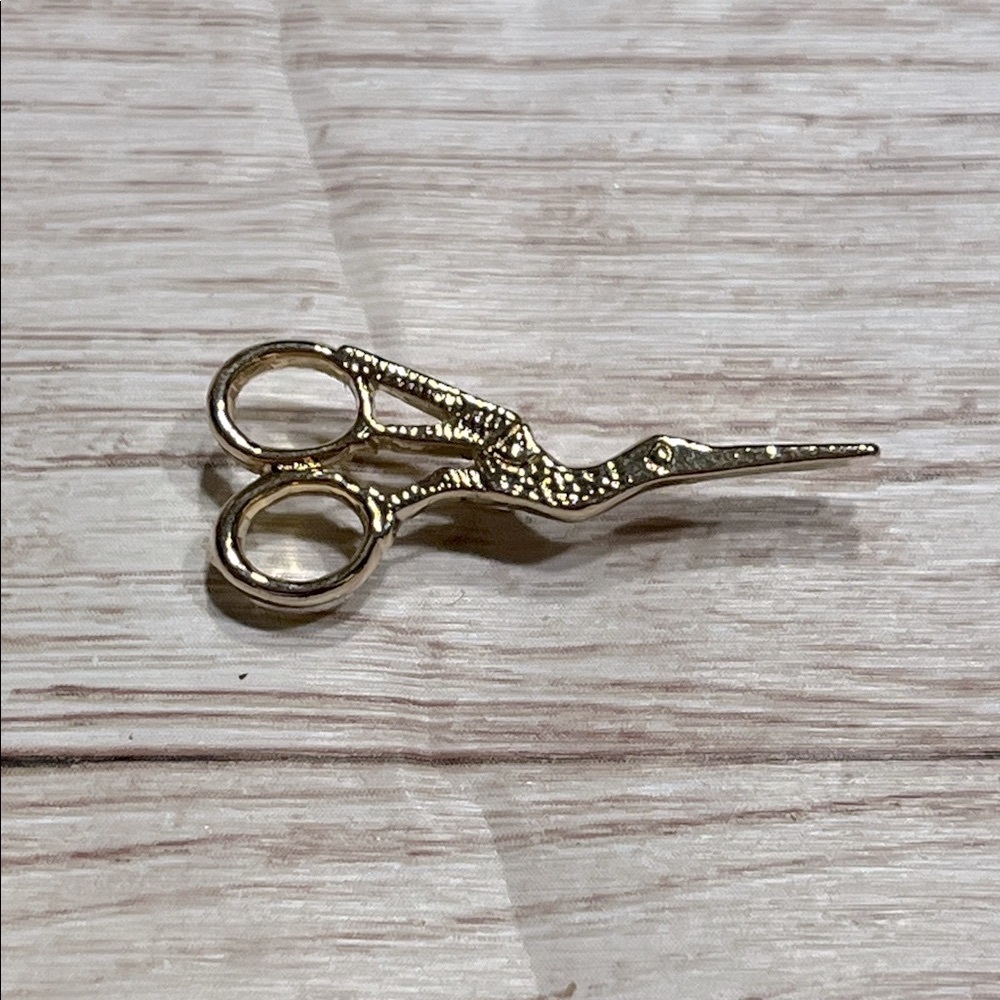 Vintage Ballou Reg'd Gold Crane Scissors Brooch